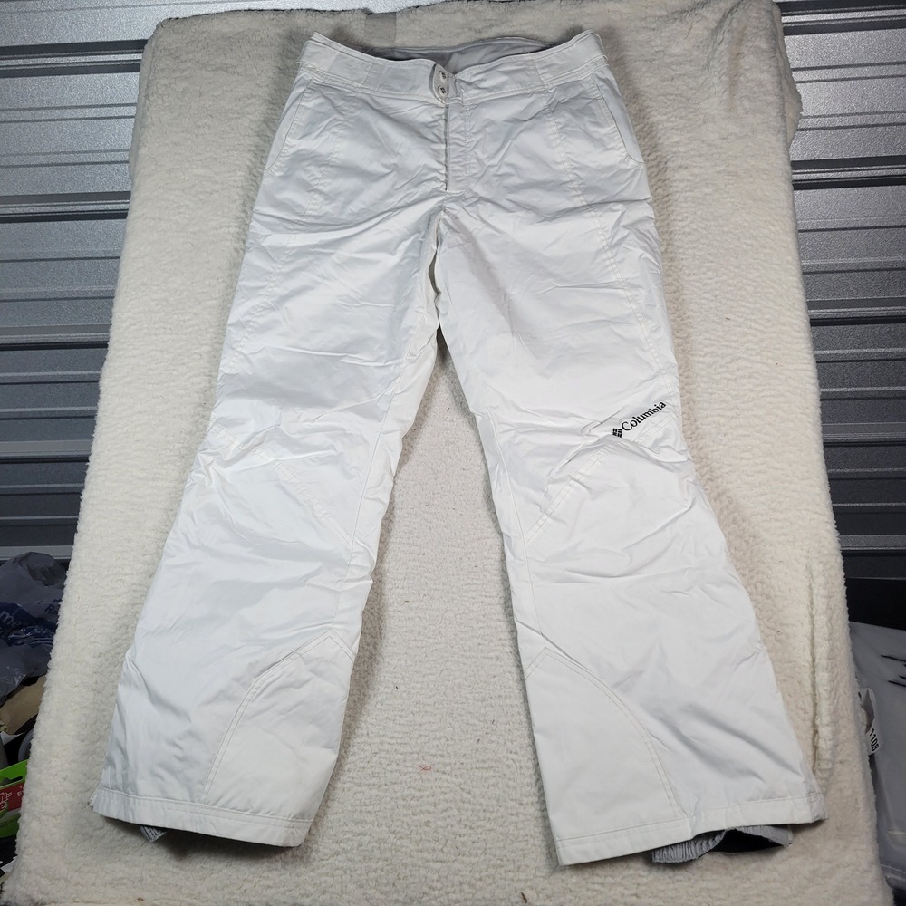 Columbia Snow Pants Womens Medium White Insulated Ski Snowboard Trousers 34x31.5